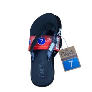 Flojos Women's Size 7 Flip Flop Memory Foam Sandal, Black Tie Dye | NEW